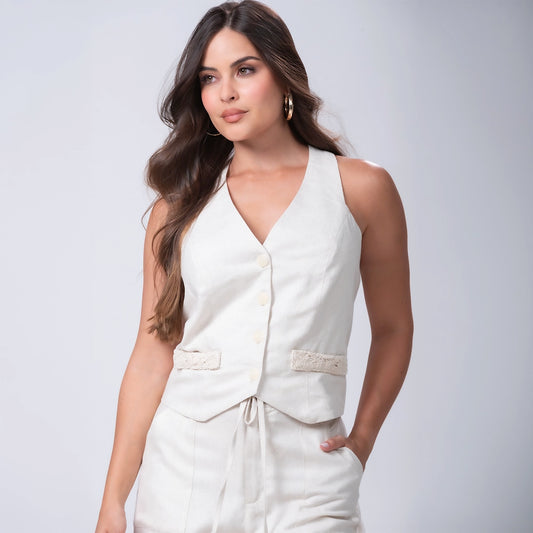 Chaleco Cruzado con Bolsillos