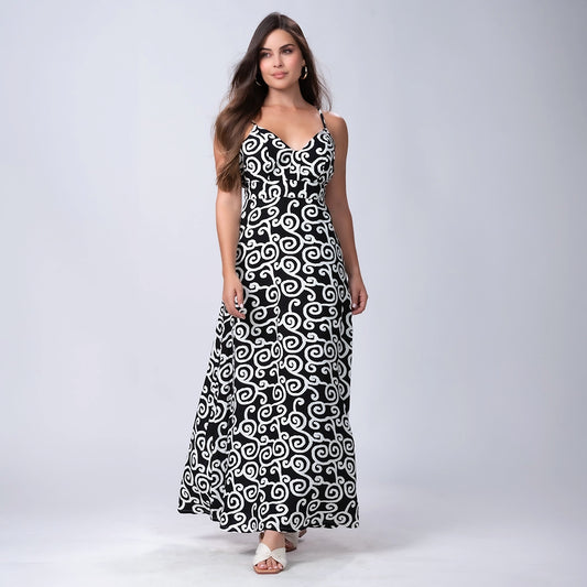 Vestido Largo Estampado Arabesco