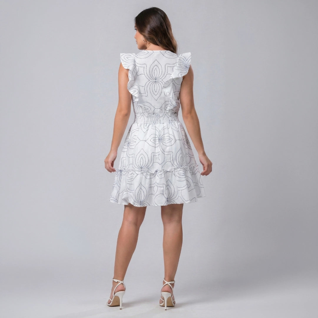 Vestido Corto Volantes Estampado