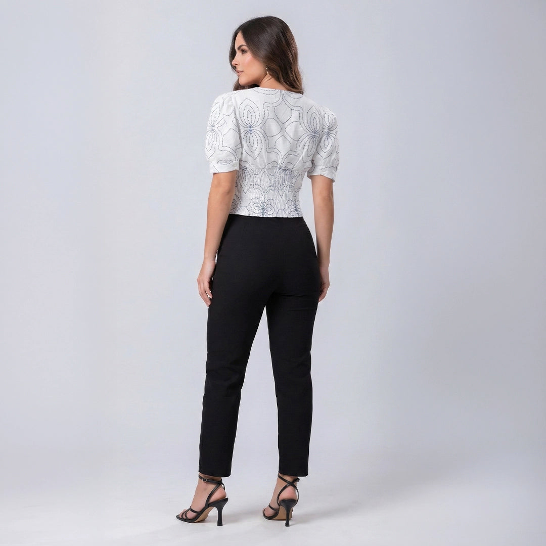 Blusa Manga Corta Estampado Geométrico