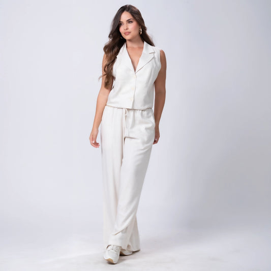 Pantalón Bota Ancha Cinturilla Crochet