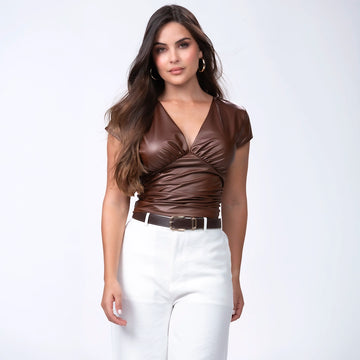 Blusa Manga Corta en Lamé